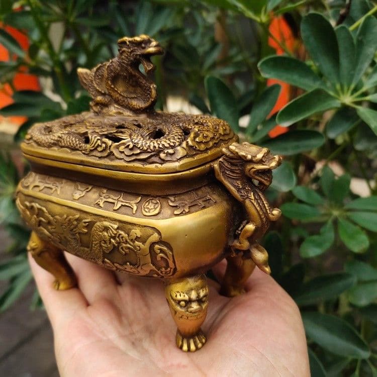 銅器 竜紋香炉 装飾品 工芸品 美術品 置物