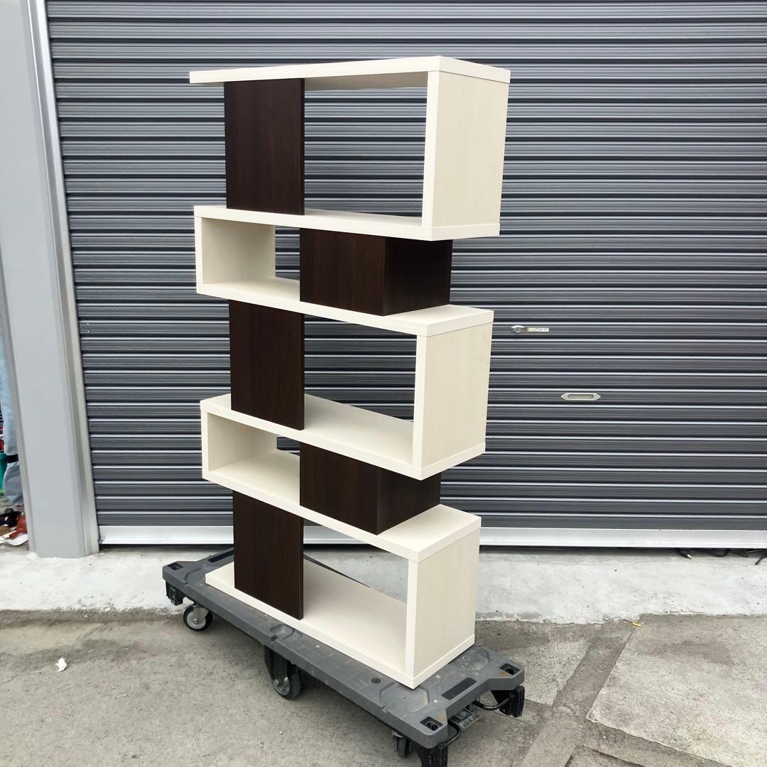 北欧レトロ 白井産業 5段 ジグザグラック 木製オープンラック 本棚 飾り棚