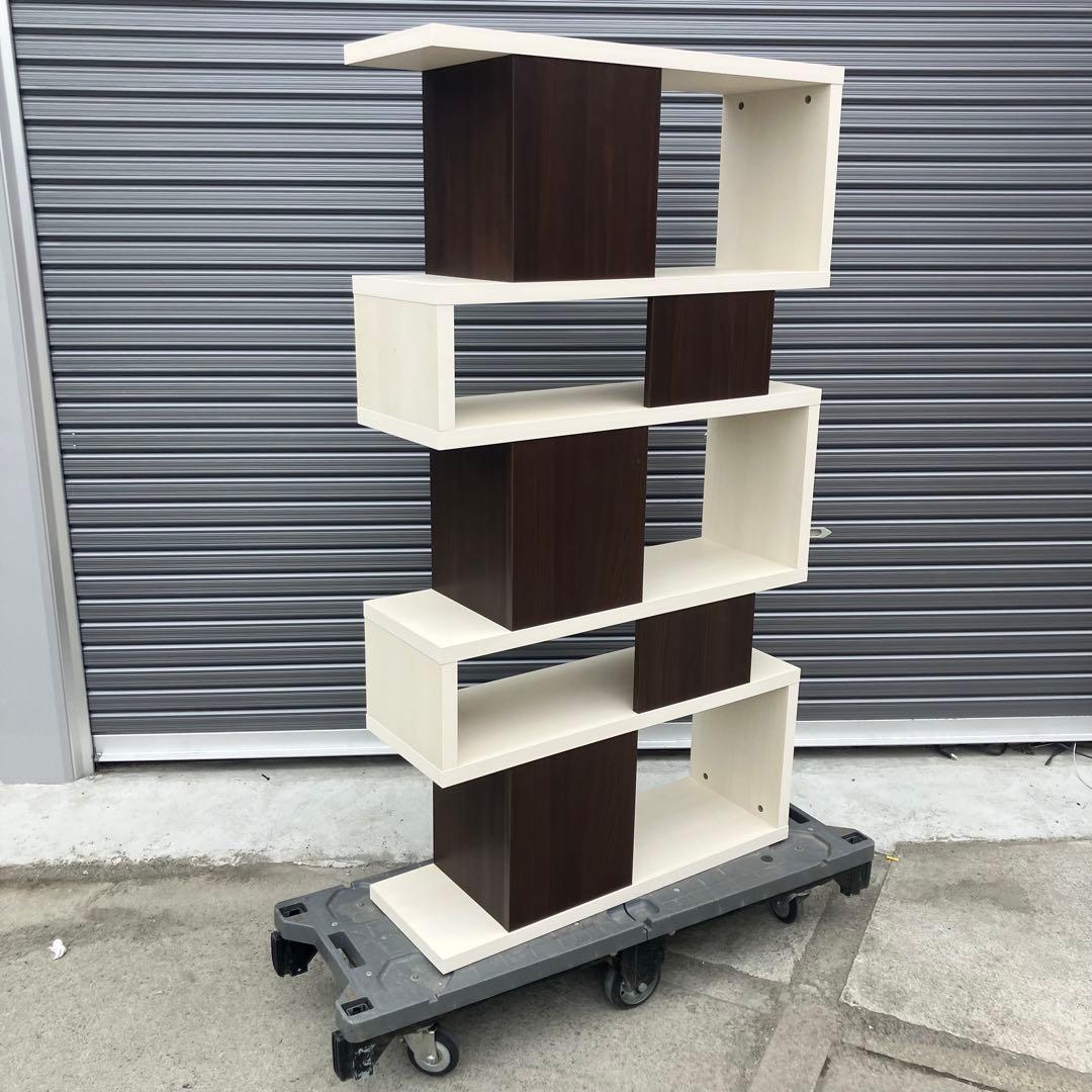 北欧レトロ 白井産業 5段 ジグザグラック 木製オープンラック 本棚 飾り棚