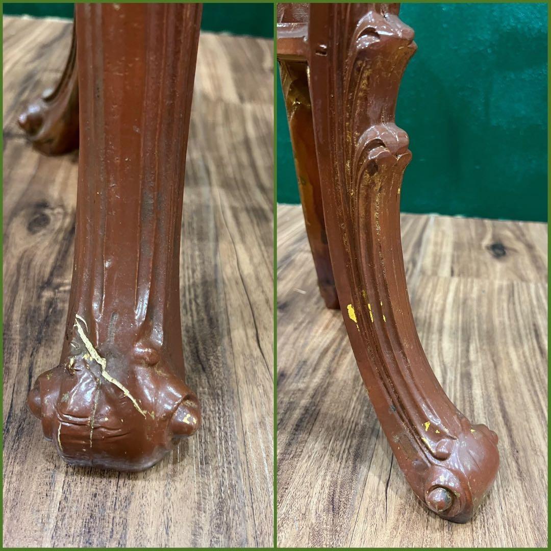 大理石 猫脚 花台 インテリア 当時物 昭和レトロ アンティーク サイドテーブ