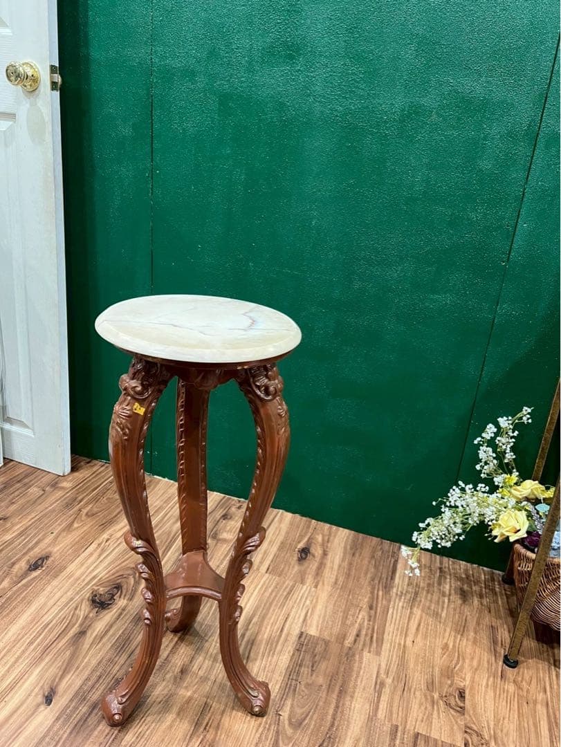 大理石 猫脚 花台 インテリア 当時物 昭和レトロ アンティーク サイドテーブ