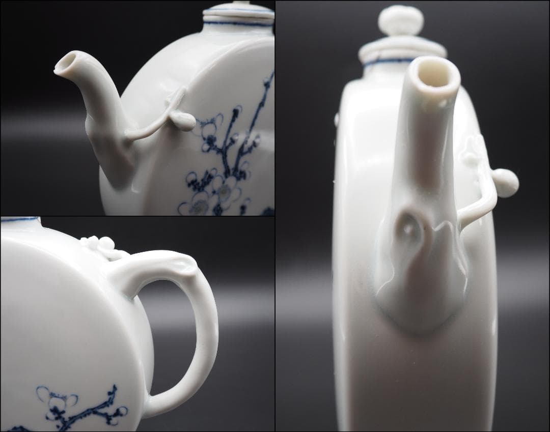 初代真葛香山 宮川香山 白磁青華梅花図水注 釉下彩/共箱 - メルカリ