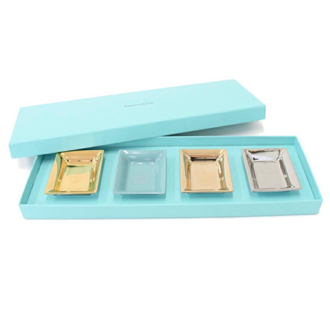 値下げ！ティファニー 小皿セット メタリック ヴィド ポシェ セット ポーセリン