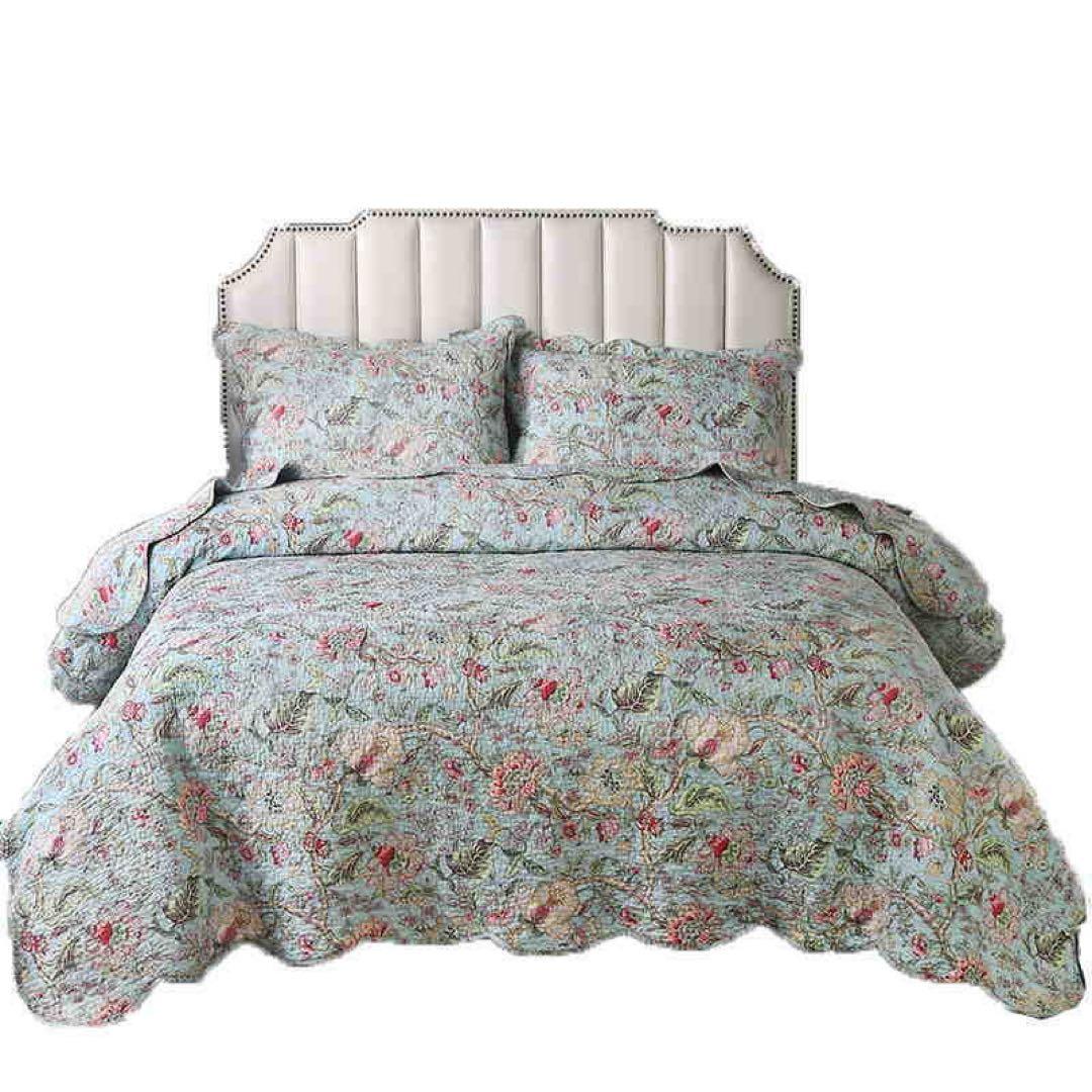 キルトベッドカバー3点セット綿マルチカバー キルティング 008