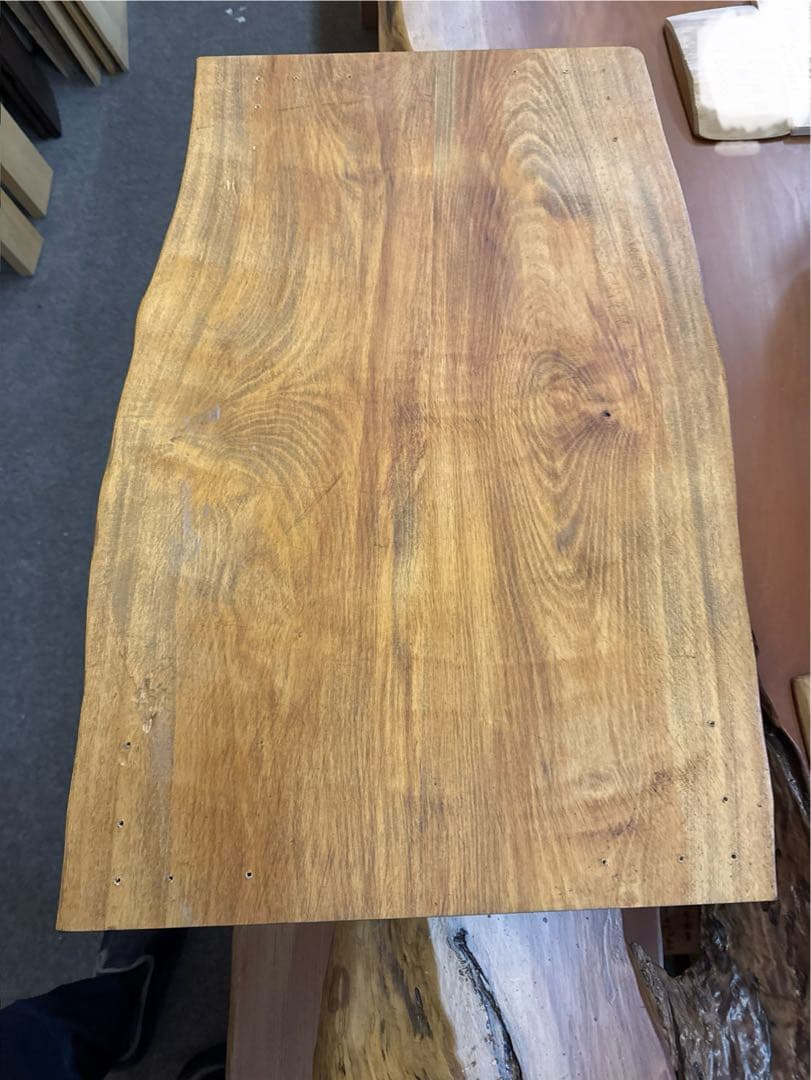 【75cm×49cm】テーブル　天板　塗装込　無垢材　耳付き