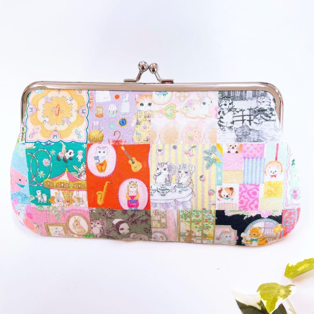 お取り置き☆新柄＊22fabric／がま口ポーチ＊通帳ケース／ユキエモン