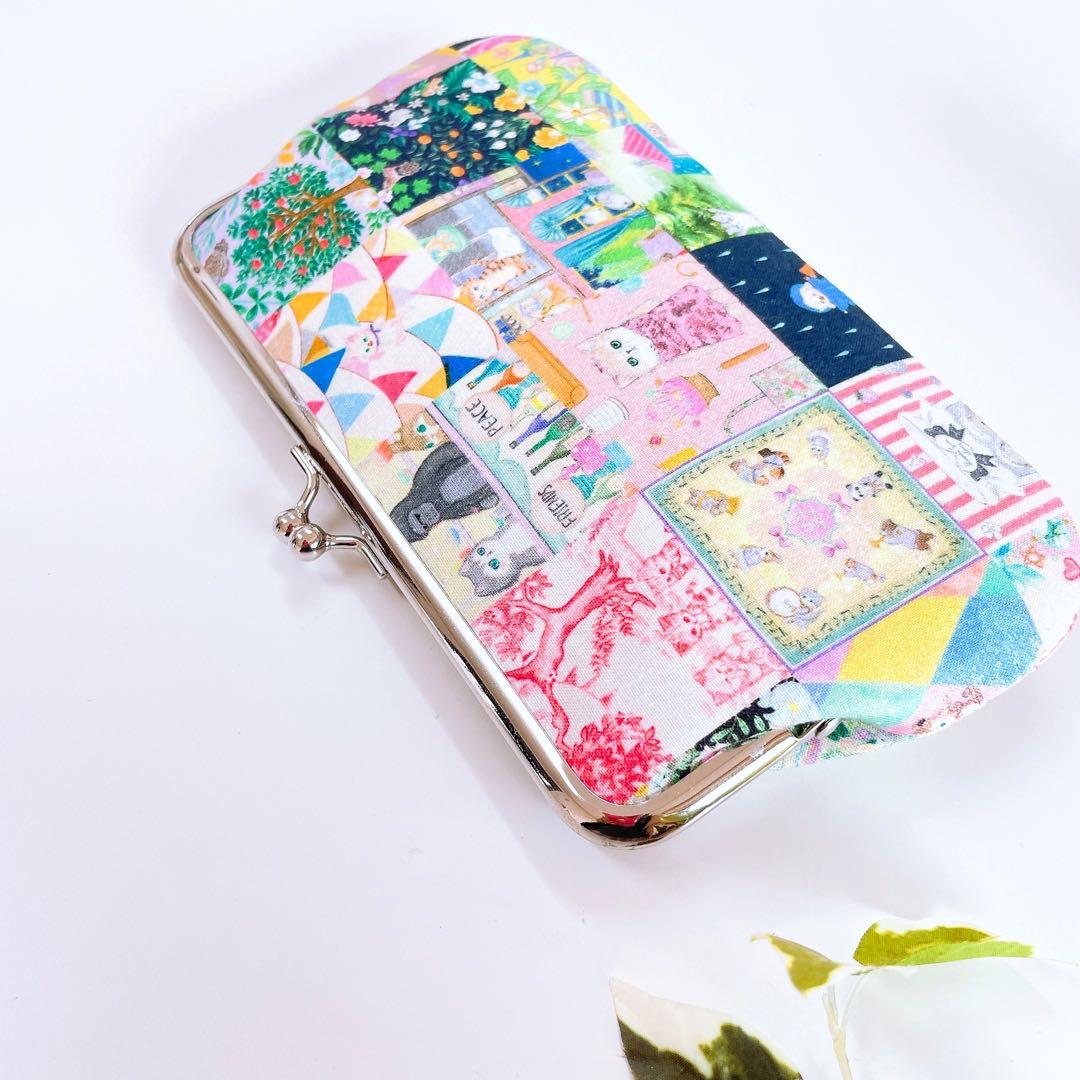 お取り置き☆新柄＊22fabric／がま口ポーチ＊通帳ケース／ユキエモン