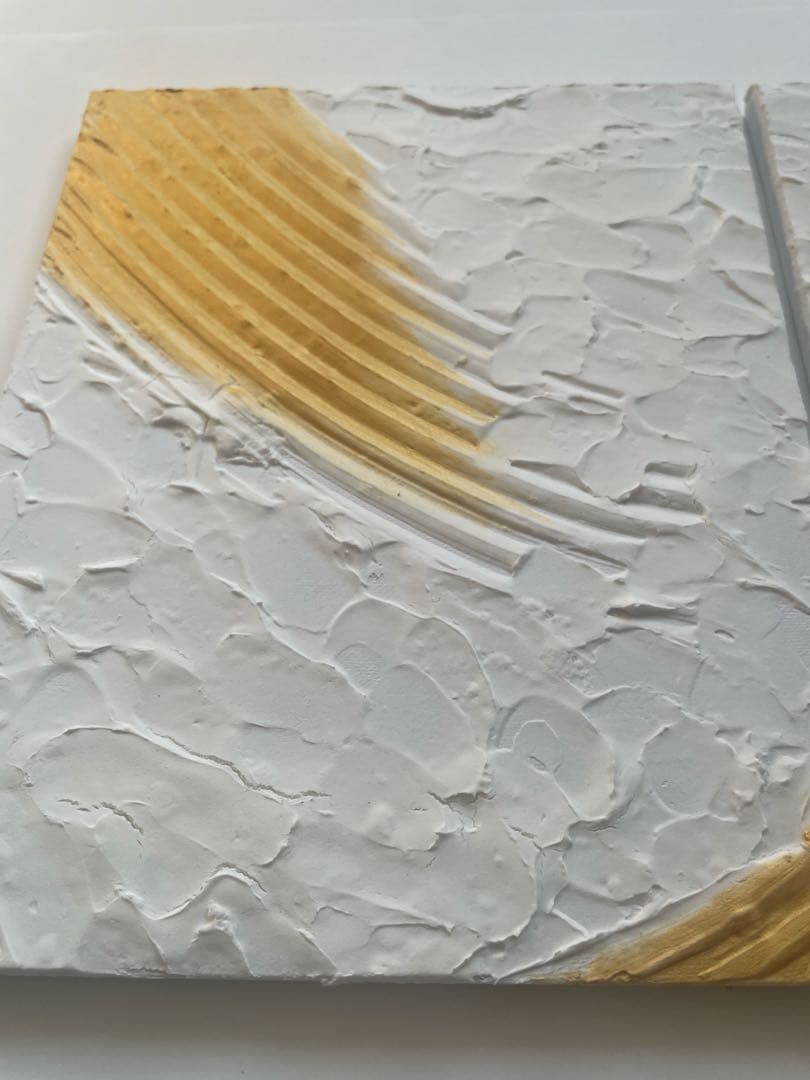 白とゴールドのテクスチャーアート 抽象画/現代アート/モダン/パネル/絵画/金