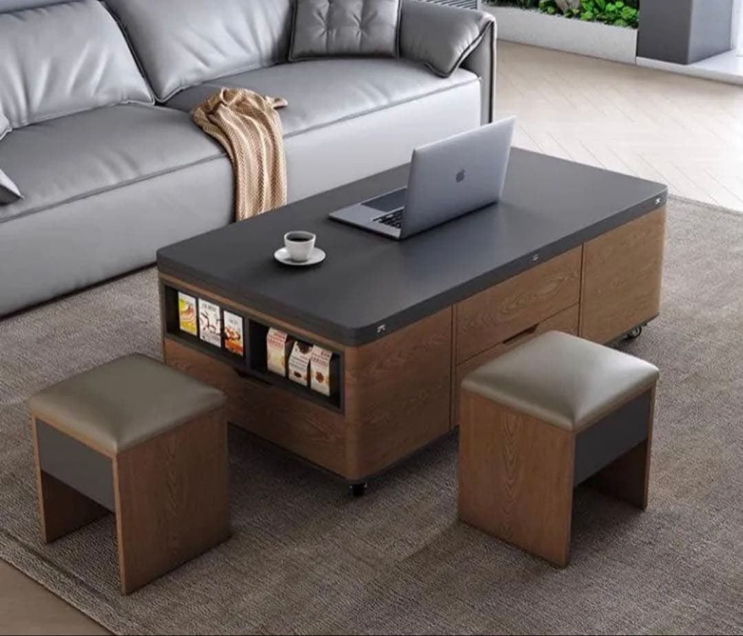 [江戸川区] CAGUUU 昇降式セラミックリビングテーブル