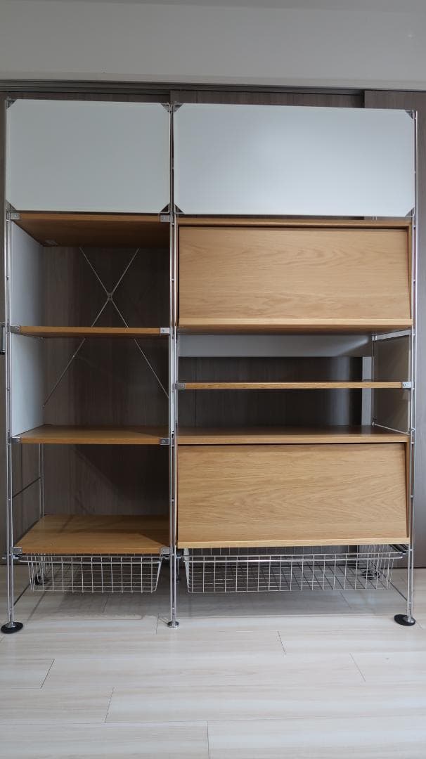 無印良品】ステンレスユニットシェルフ ※廃番のフラップ扉ボックス付き