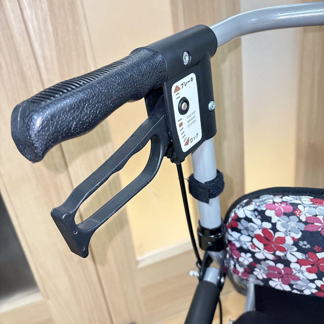 極美品 島製作所 シンフォニーSP 花柄 歩行器 シルバーカー 手押し車