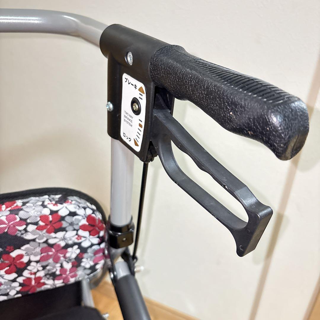 極美品 島製作所 シンフォニーSP 花柄 歩行器 シルバーカー 手押し車