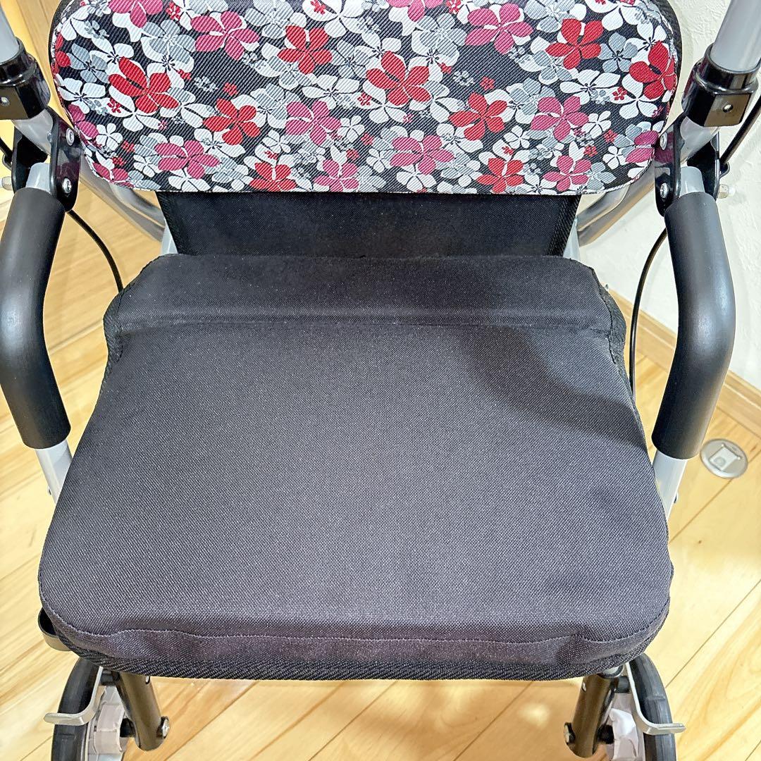 極美品 島製作所 シンフォニーSP 花柄 歩行器 シルバーカー 手押し車