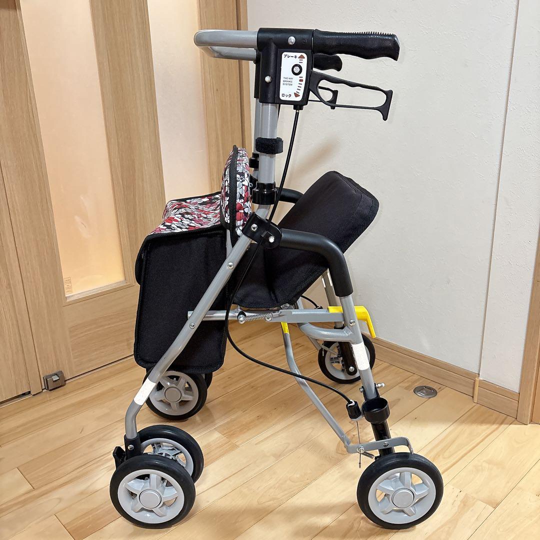 極美品 島製作所 シンフォニーSP 花柄 歩行器 シルバーカー 手押し車