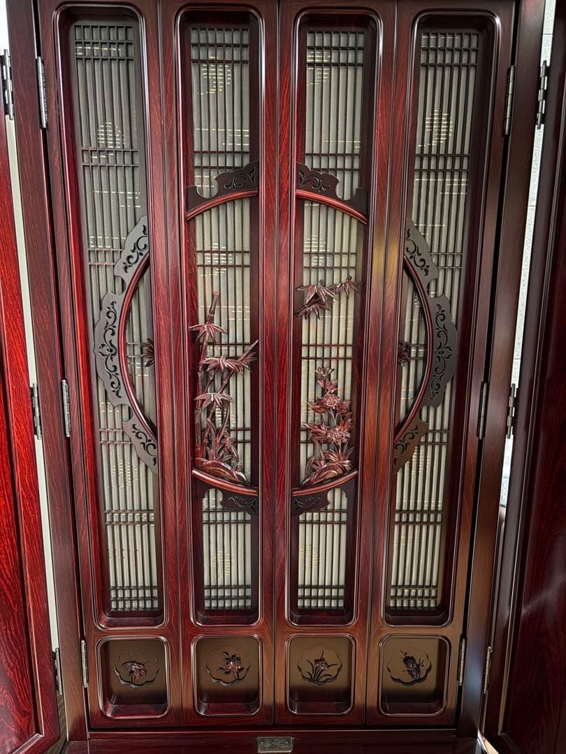 【特大セール中！】唐木仏壇・紫檀調 16号 本体+仏具セット