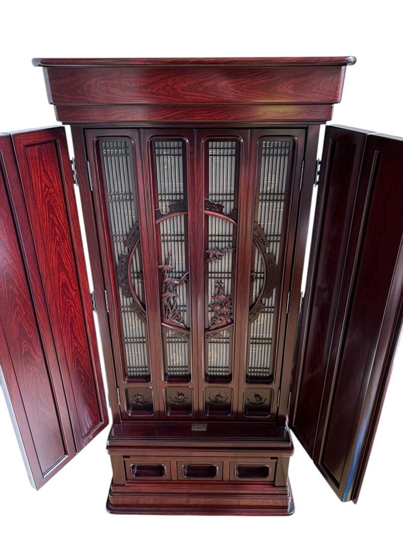 【特大セール中！】唐木仏壇・紫檀調 16号 本体+仏具セット