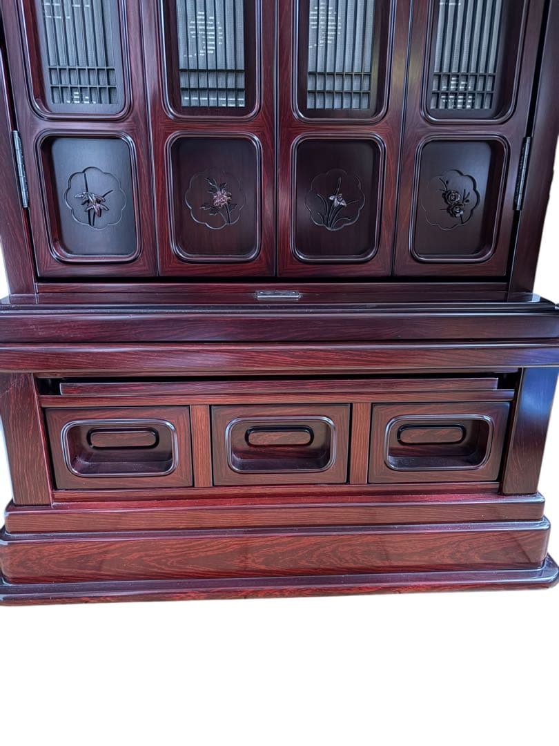 【特大セール中！】唐木仏壇・紫檀調 16号 本体+仏具セット