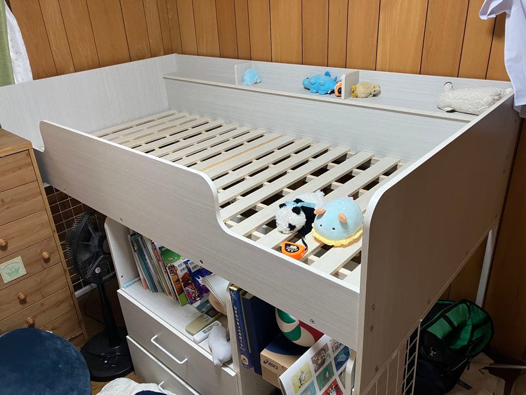 ニトリ　木製ロフトベッド ホワイト 収納付き