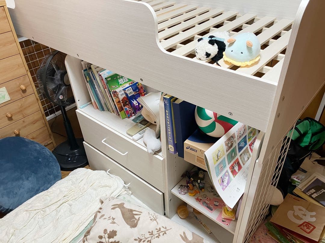 ニトリ　木製ロフトベッド ホワイト 収納付き