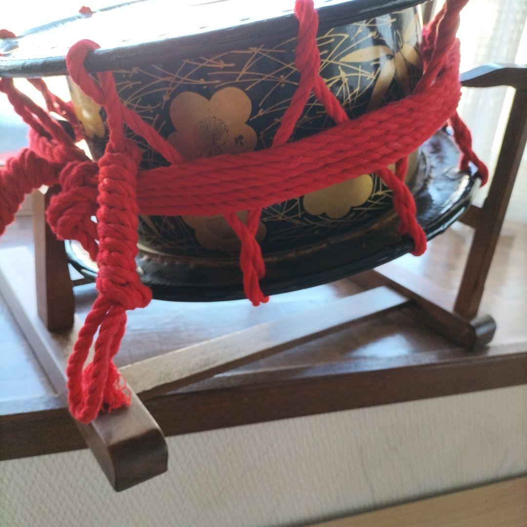 締太鼓　テレン台　バチ付　旧家蔵出し中古品
