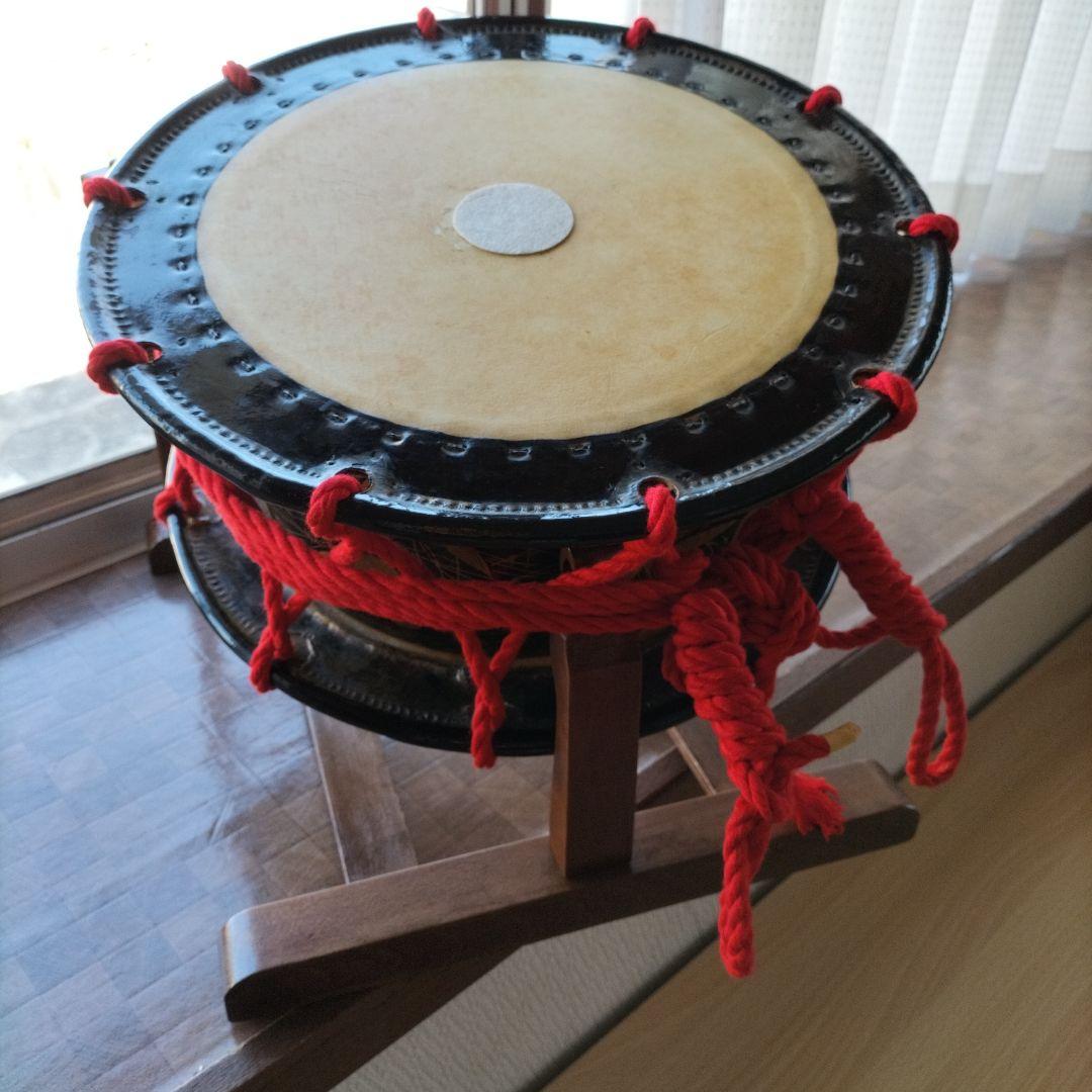 締太鼓　テレン台　バチ付　旧家蔵出し中古品