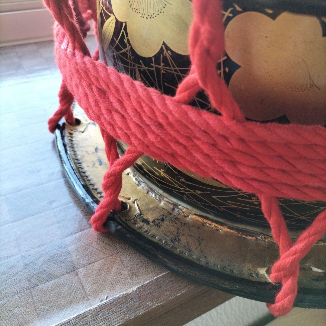 締太鼓　テレン台　バチ付　旧家蔵出し中古品