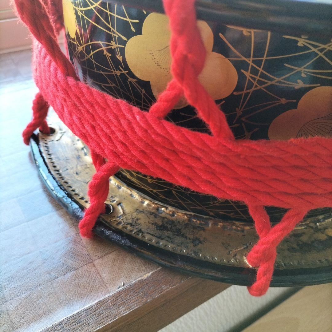 締太鼓　テレン台　バチ付　旧家蔵出し中古品