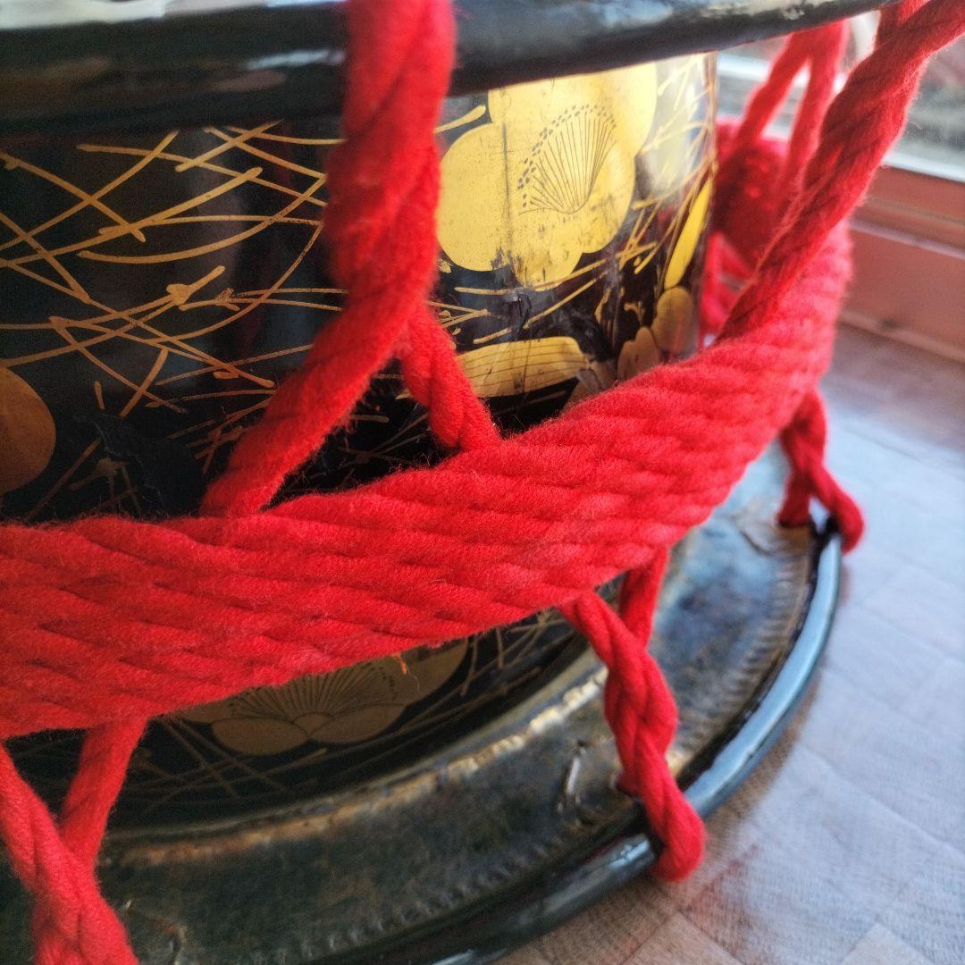 締太鼓　テレン台　バチ付　旧家蔵出し中古品