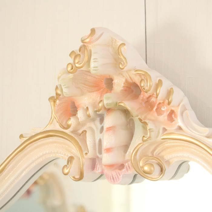 ロココ調 壁掛けミラー ワイドミラー 鏡 完成品 猫脚 姫家具