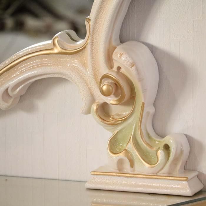 ロココ調 壁掛けミラー ワイドミラー 鏡 完成品 猫脚 姫家具