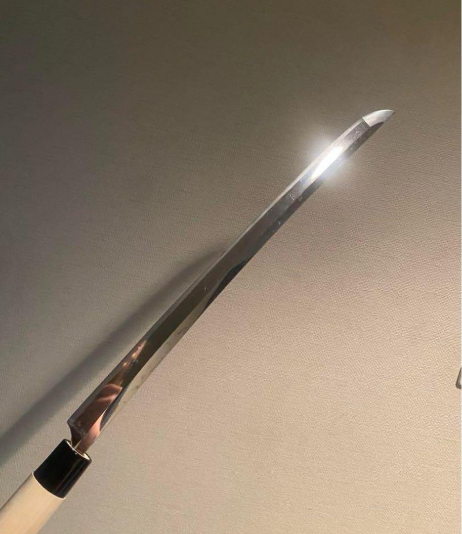 玉鋼製包丁　鑑賞用美術研磨。受注生産　両鎬　鮪包丁　刺身包丁　黒檀柄　尺2〜5寸