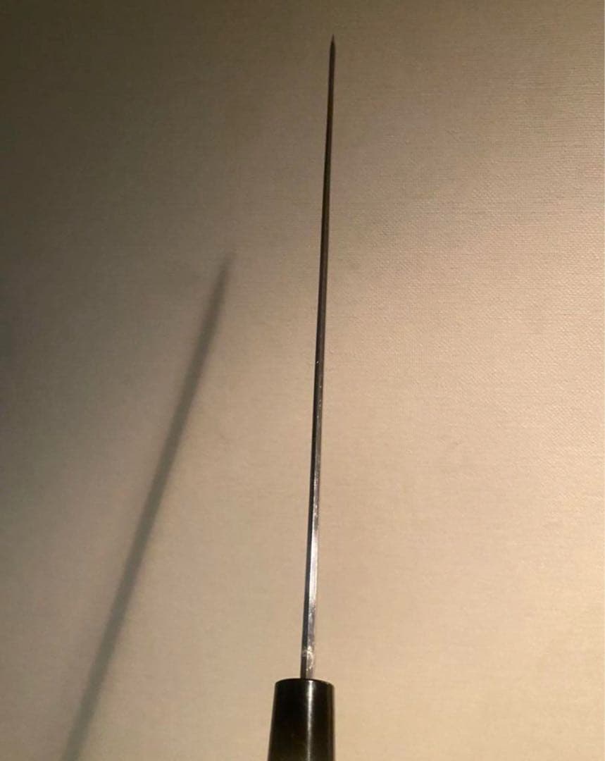 玉鋼製包丁　鑑賞用美術研磨。受注生産　両鎬　鮪包丁　刺身包丁　黒檀柄　尺2〜5寸