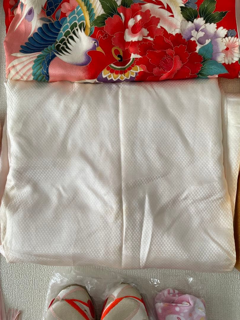 【処分価格❗️】アンティーク 七五三　着物 作り帯 小物一式 フルセット 赤　手毬