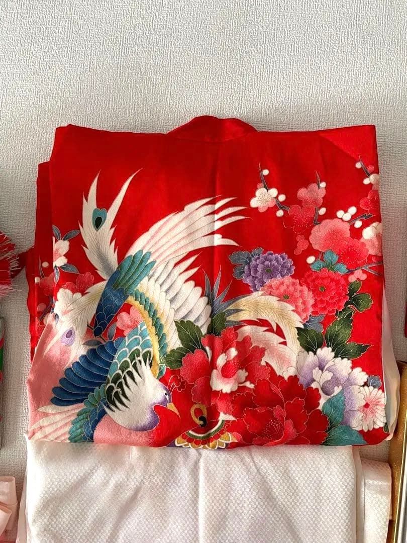 【処分価格❗️】アンティーク 七五三　着物 作り帯 小物一式 フルセット 赤　手毬