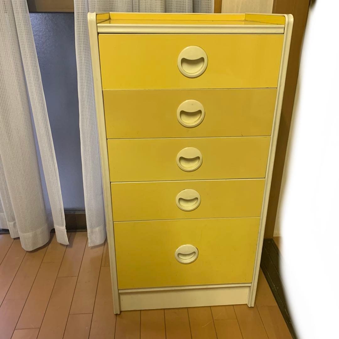 子供タンス 昭和レトロ 箪笥 カラー イエロー キャビネット チェスト