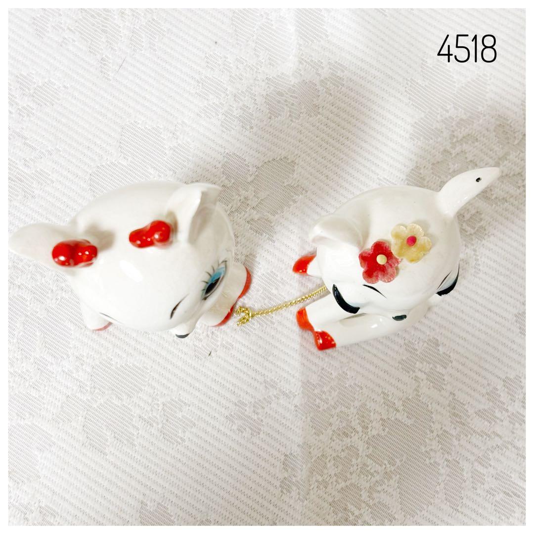 鹿　親子　陶器　置物　当時物　ヴィンテージ　内藤ルネ・宇山あゆみ系 レトロ　猫