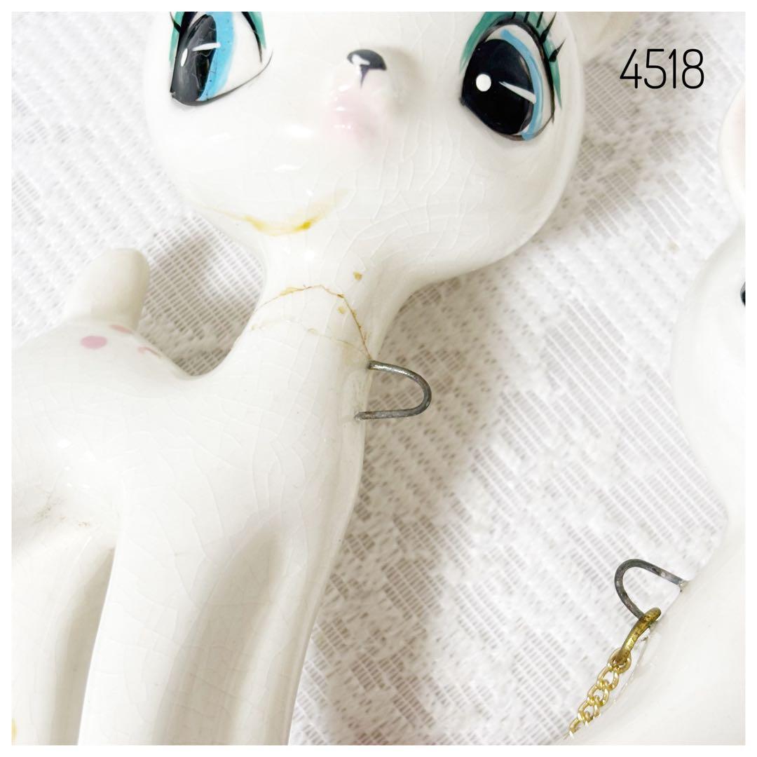 鹿　親子　陶器　置物　当時物　ヴィンテージ　内藤ルネ・宇山あゆみ系 レトロ　猫