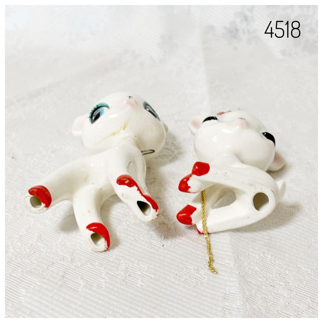 鹿　親子　陶器　置物　当時物　ヴィンテージ　内藤ルネ・宇山あゆみ系 レトロ　猫