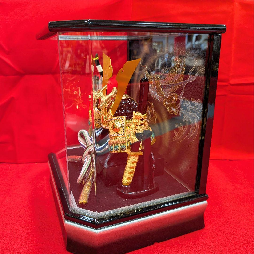 五月人形 兜飾り アクリルケース 六角変形 龍 縁起 銀色 シルバー 子どもの日