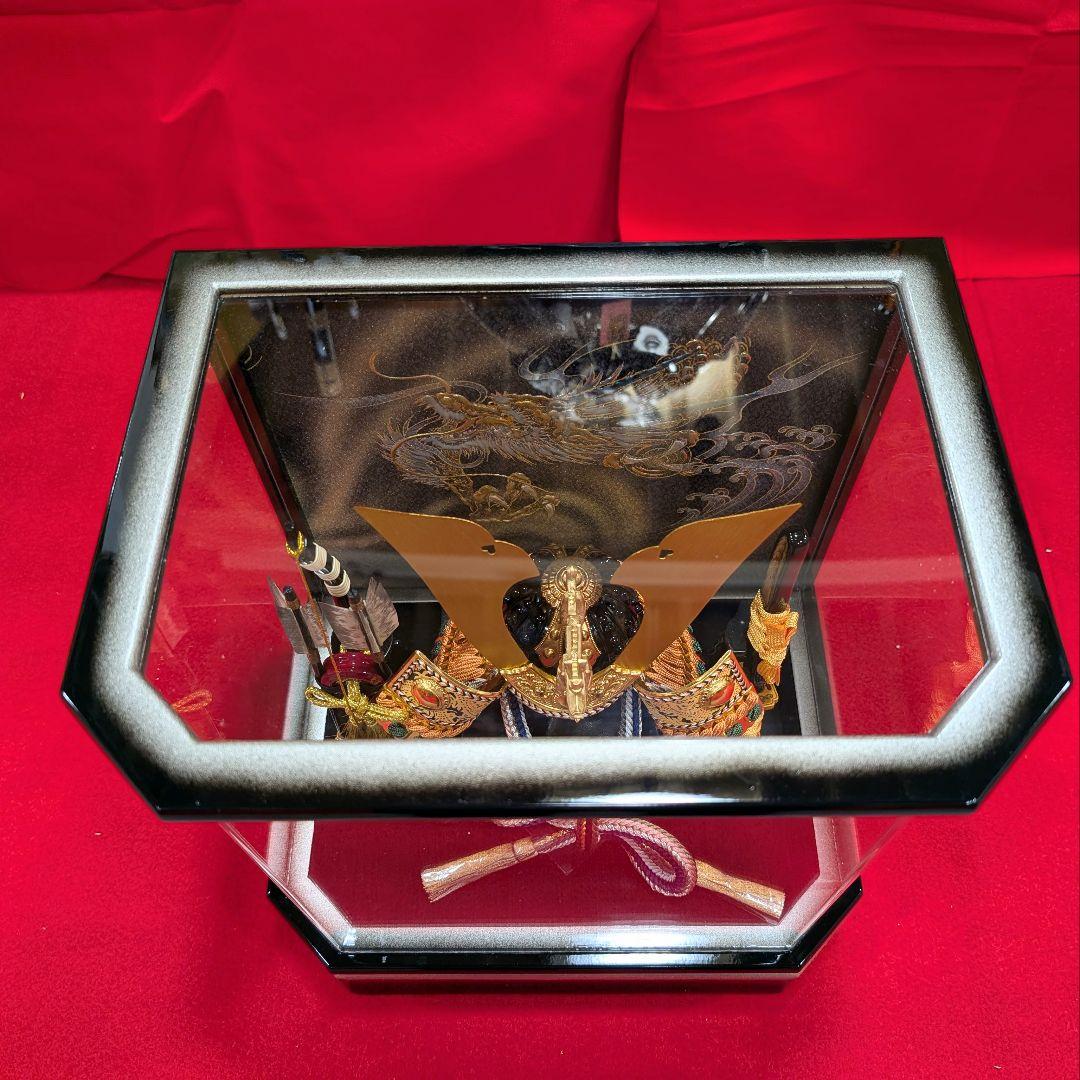 五月人形 兜飾り アクリルケース 六角変形 龍 縁起 銀色 シルバー 子どもの日