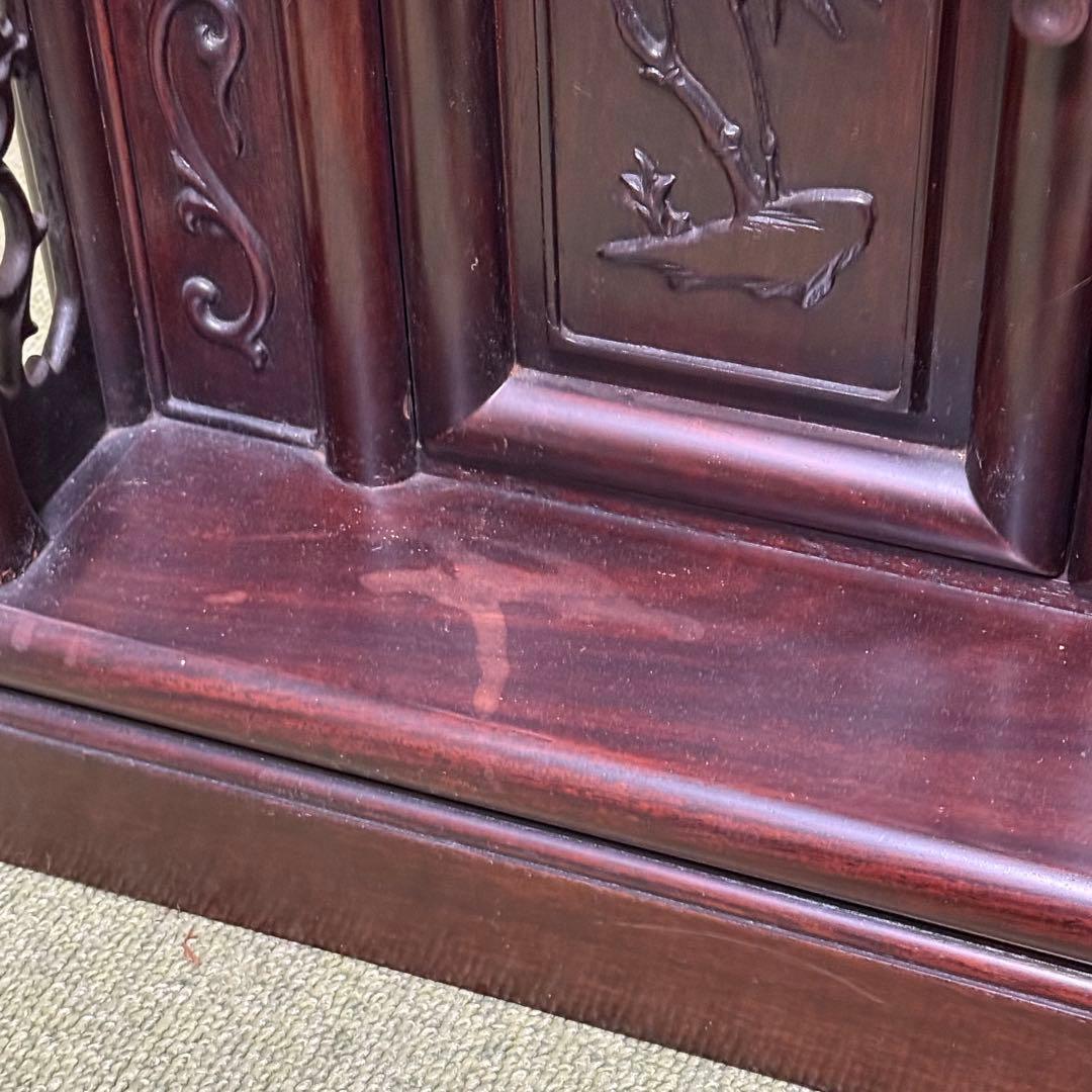 昭和 レトロ 唐木 茶棚 違い棚 茶箪笥 タンス 紫檀 銘木 高級家具 和室