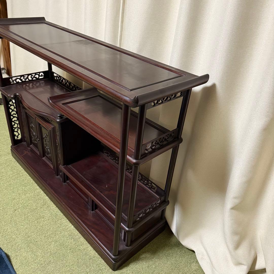 昭和 レトロ 唐木 茶棚 違い棚 茶箪笥 タンス 紫檀 銘木 高級家具 和室