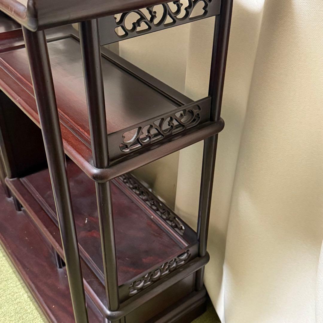 昭和 レトロ 唐木 茶棚 違い棚 茶箪笥 タンス 紫檀 銘木 高級家具 和室