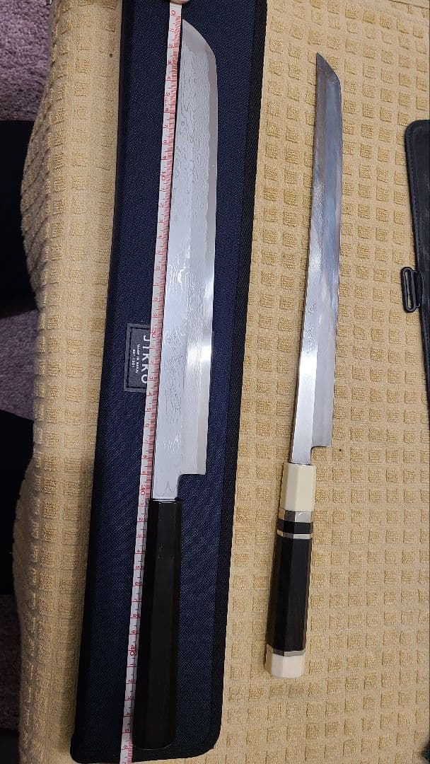 JIKKO 實光 先丸刺身包丁 ダマスカス 青鋼一号 300mm 尺 黒檀八角柄