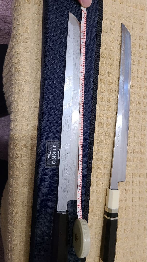 JIKKO 實光 先丸刺身包丁 ダマスカス 青鋼一号 300mm 尺 黒檀八角柄