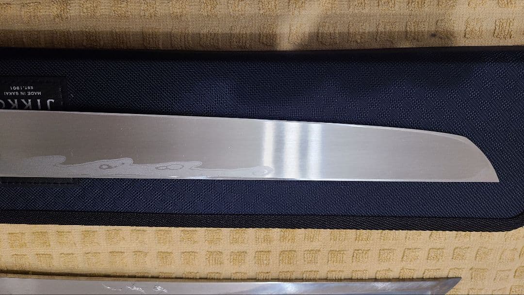 JIKKO 實光 先丸刺身包丁 ダマスカス 青鋼一号 300mm 尺 黒檀八角柄