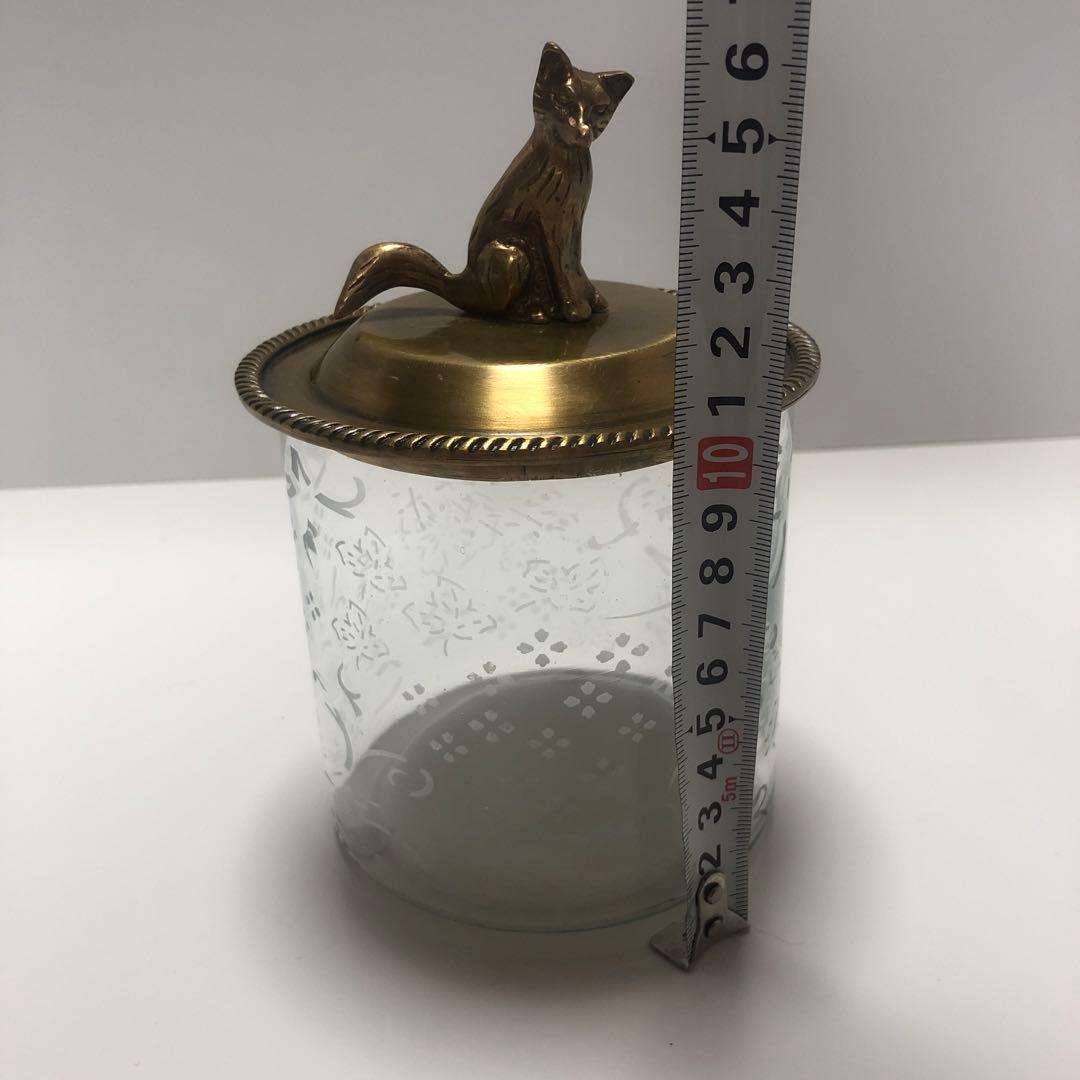 F☆ キツネ　の　ガラス　小物入れ　キャニスター