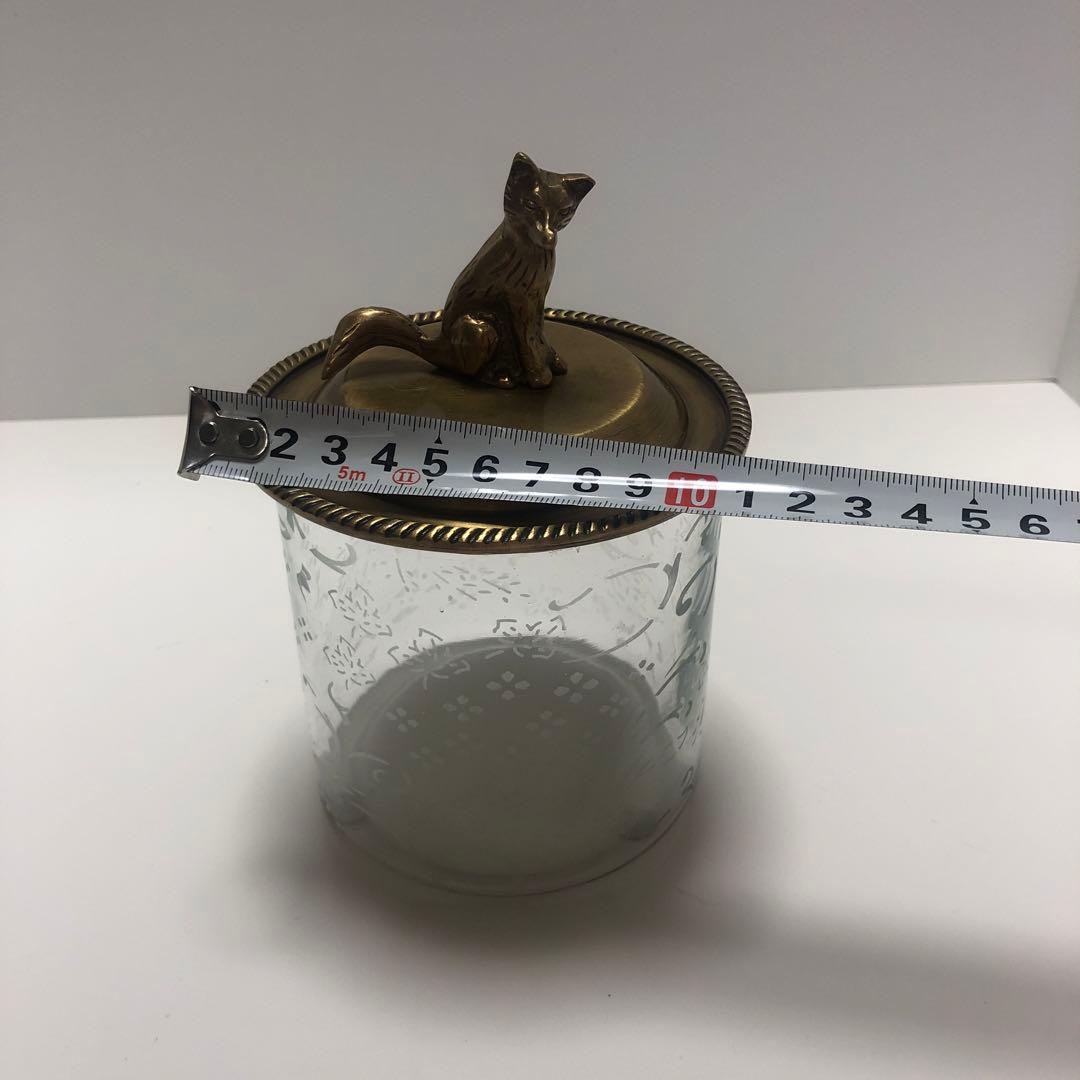 F☆ キツネ　の　ガラス　小物入れ　キャニスター