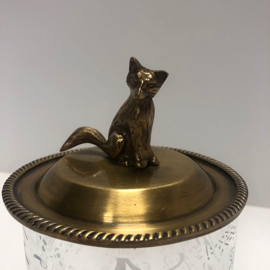 F☆ キツネ　の　ガラス　小物入れ　キャニスター