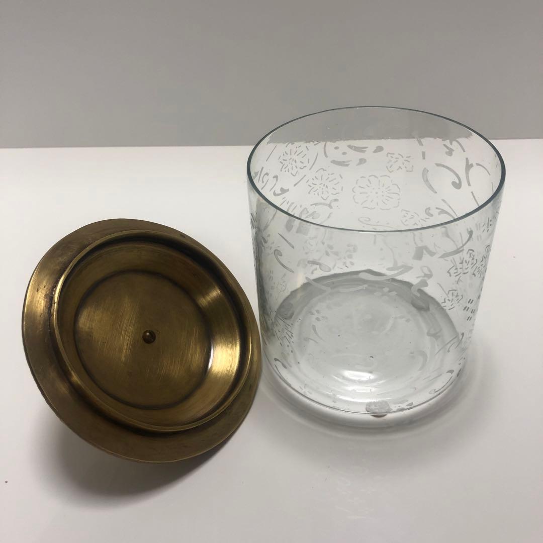 F☆ キツネ　の　ガラス　小物入れ　キャニスター